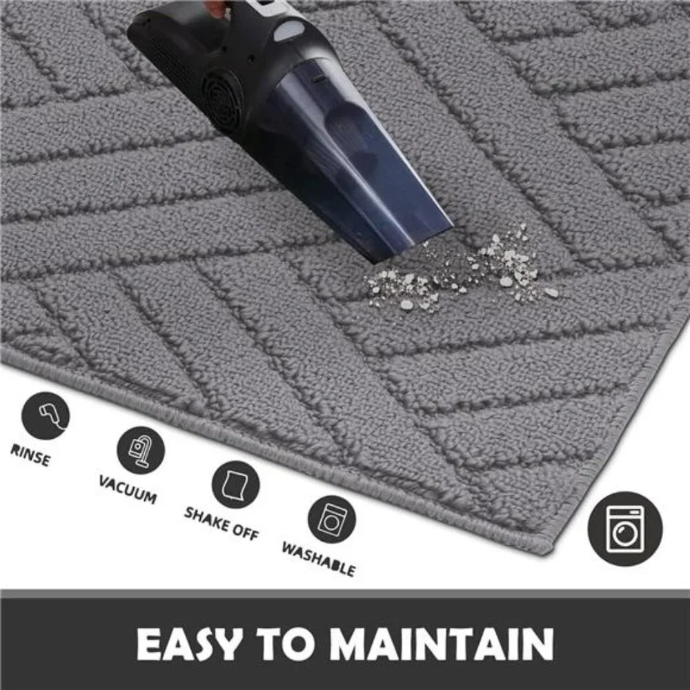 Door Mat Indoor, Non-Slip Rubber Backing Entry Rug & Door Mats, Low-Profile